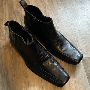 Stacy Adams Black Leather Square-Toe Boots